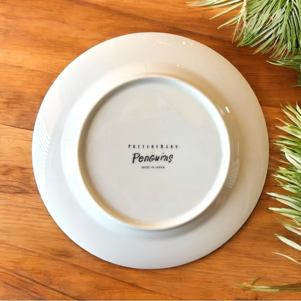 Pottery Barn Penguins Plate - “Skating on Thin Ice” - 7.5” - Made in Japan